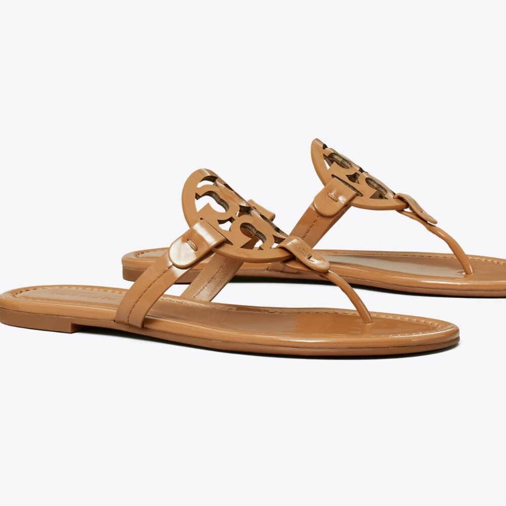 Tory Burch Miller Patent Sandal in Tan size 8